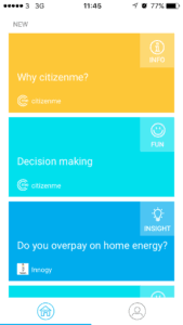 A screenshot of the different kinds of tasks available on Citizenme, an app which pays you to complete surveys on your phone