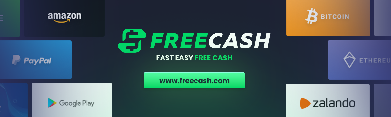 Free money logos on a black background.