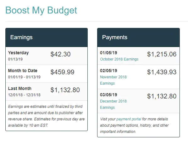 mediavine earnings screenshot