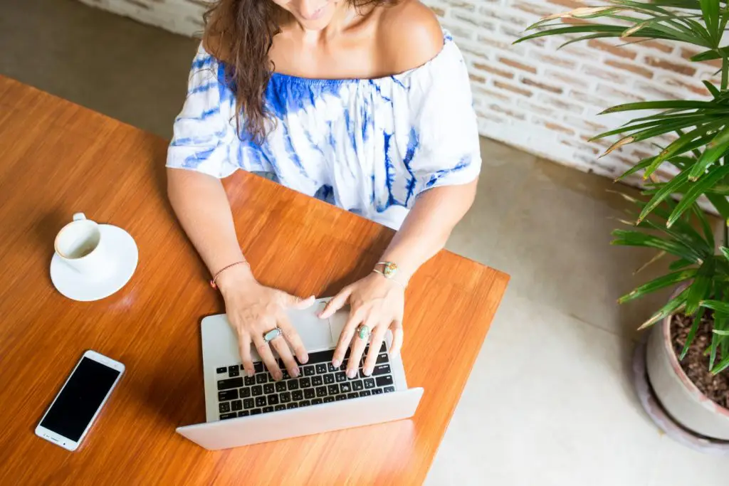 woman working on a laptop