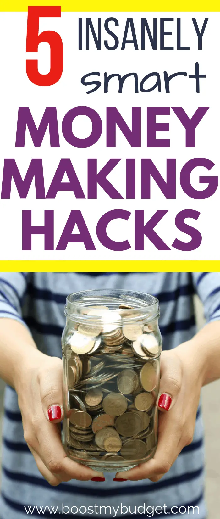 Money making hacks! Do you want to make more money? Here are 5 easy tips to make extra cash at home, with almost no effort! These hacks won't make you rich, but they are easy set-it-and-forget-it ways to make extra money without getting a second job. Perfect for busy people!