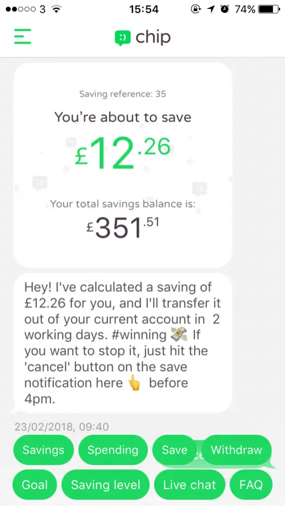 The Chip app is an awesome life hack to save money. You won't even notice you're saving!